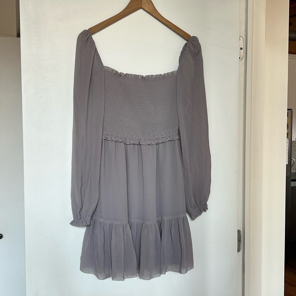 Aritzia Lavender mini flowy long sleeve dress